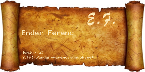 Ender Ferenc névjegykártya